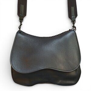 Callista Medium Saddle Bag Black Grained Leather $570 Retail